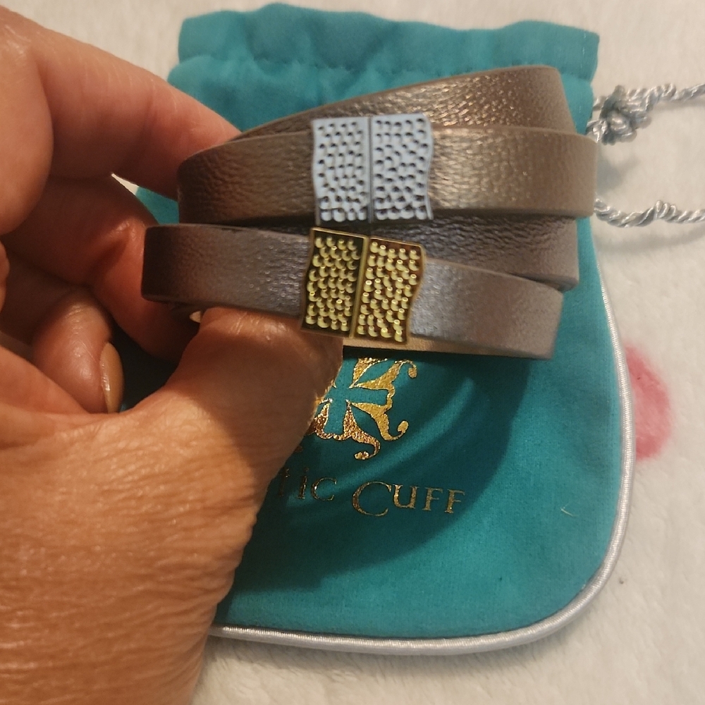 Rustic Cuff Tan Leather Bracelet with Gold and Silver Details
